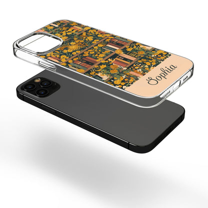 Gifts For Book Lovers Custom Name & Birth Flower Vintage Style - Personalized Phone Case
