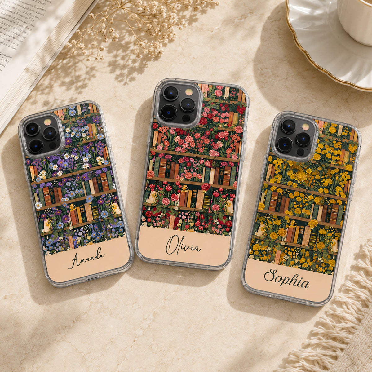 Gifts For Book Lovers Custom Name & Birth Flower Vintage Style - Personalized Phone Case