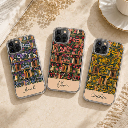Gifts For Book Lovers Custom Name & Birth Flower Vintage Style - Personalized Phone Case