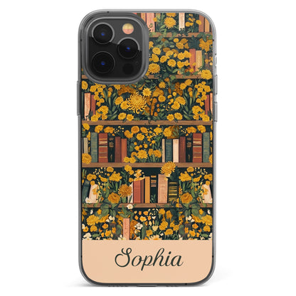 Gifts For Book Lovers Custom Name & Birth Flower Vintage Style - Personalized Phone Case