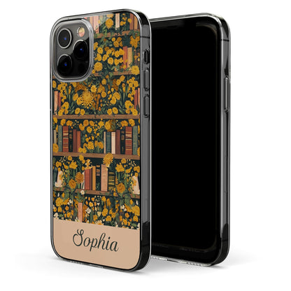 Gifts For Book Lovers Custom Name & Birth Flower Vintage Style - Personalized Phone Case