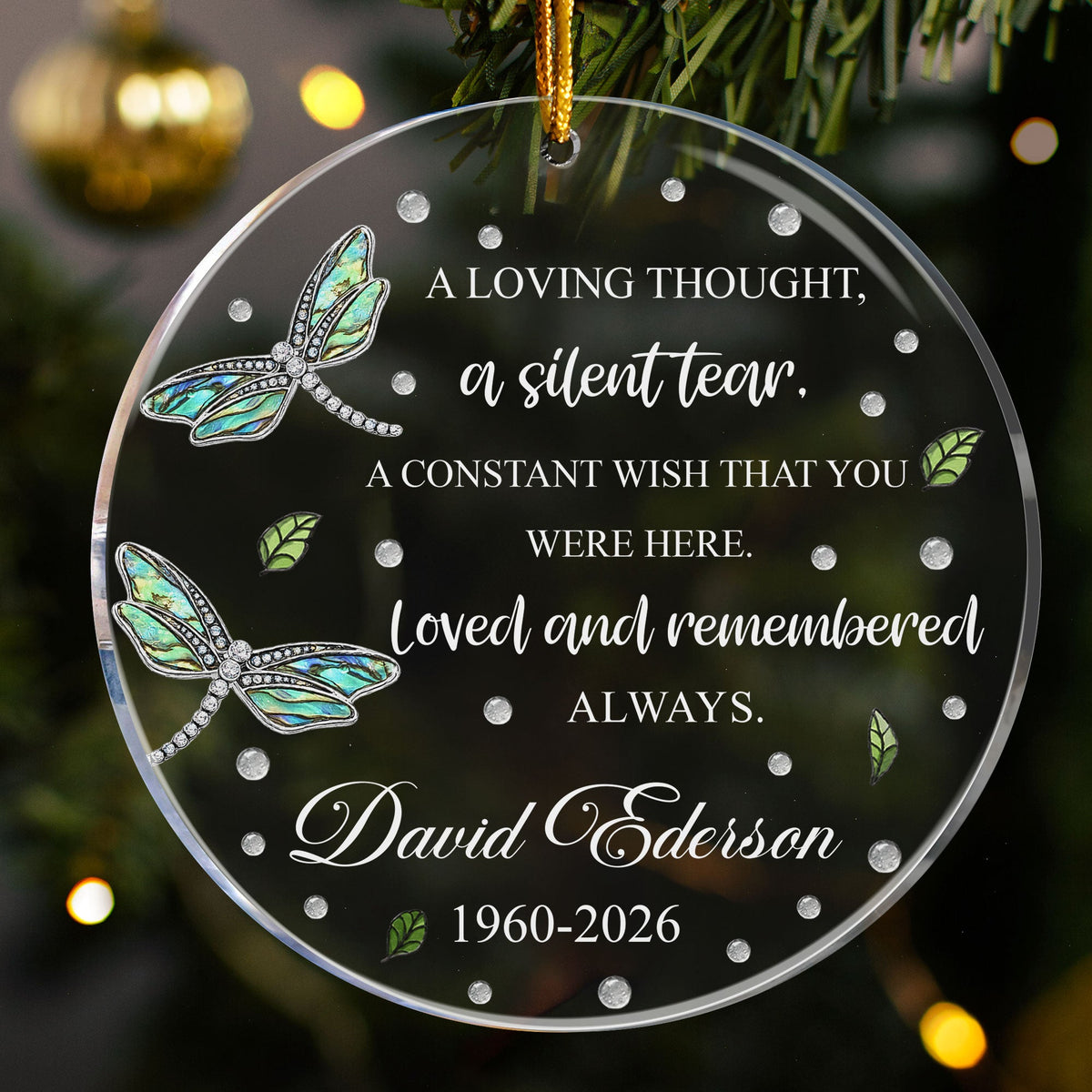 A Loving Thought, A Silent Tear Custom Name Memorial Christmas Gifts - Personalized Ornament